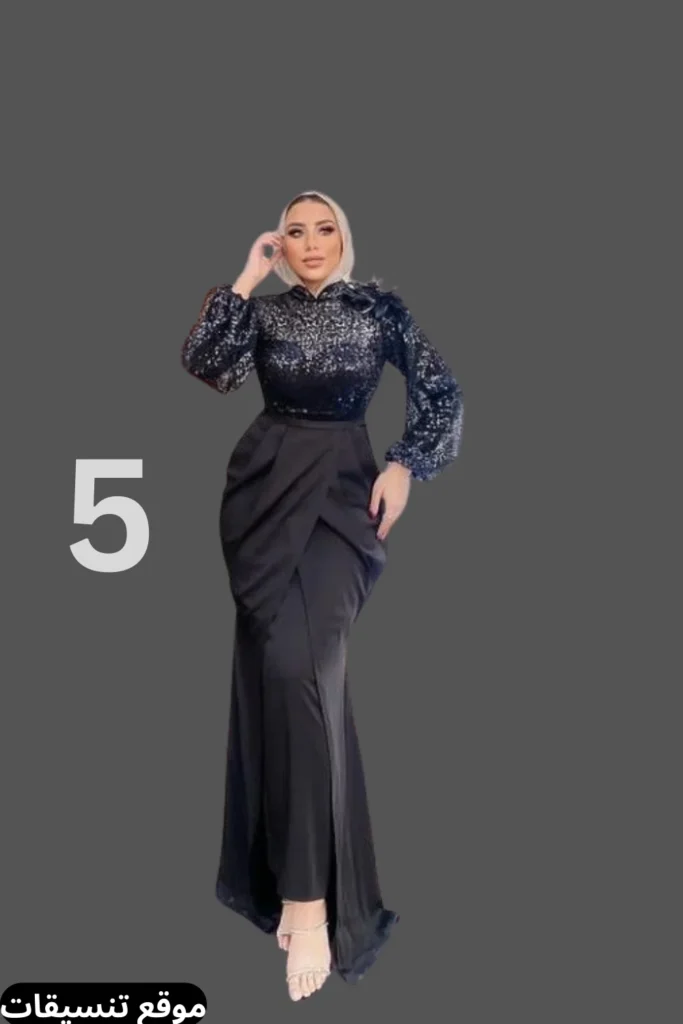اجمل فستان سواريه اسود طويل للمحجبات