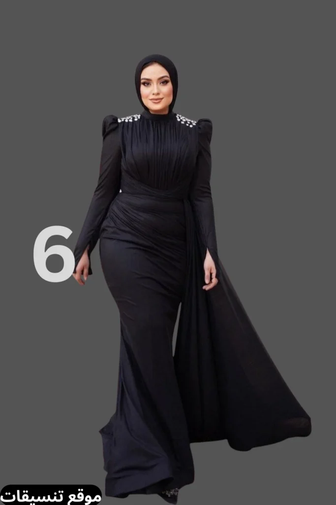 اجمل فستان سواريه اسود طويل للمحجبات