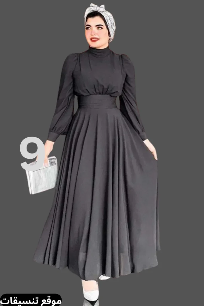 اجمل فستان سواريه اسود طويل للمحجبات